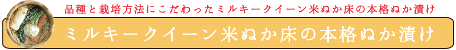 ミルキークイーン米ぬか床の本格ぬか漬け
